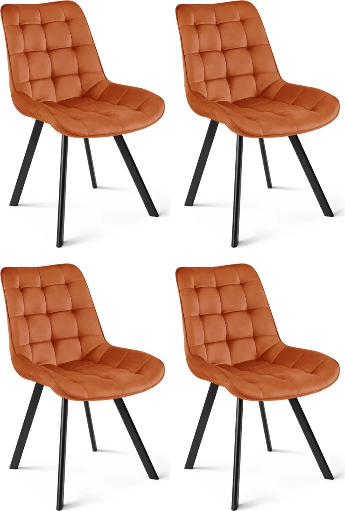 Scaun de masa SORIA VELVET cu picioare negre, teracota