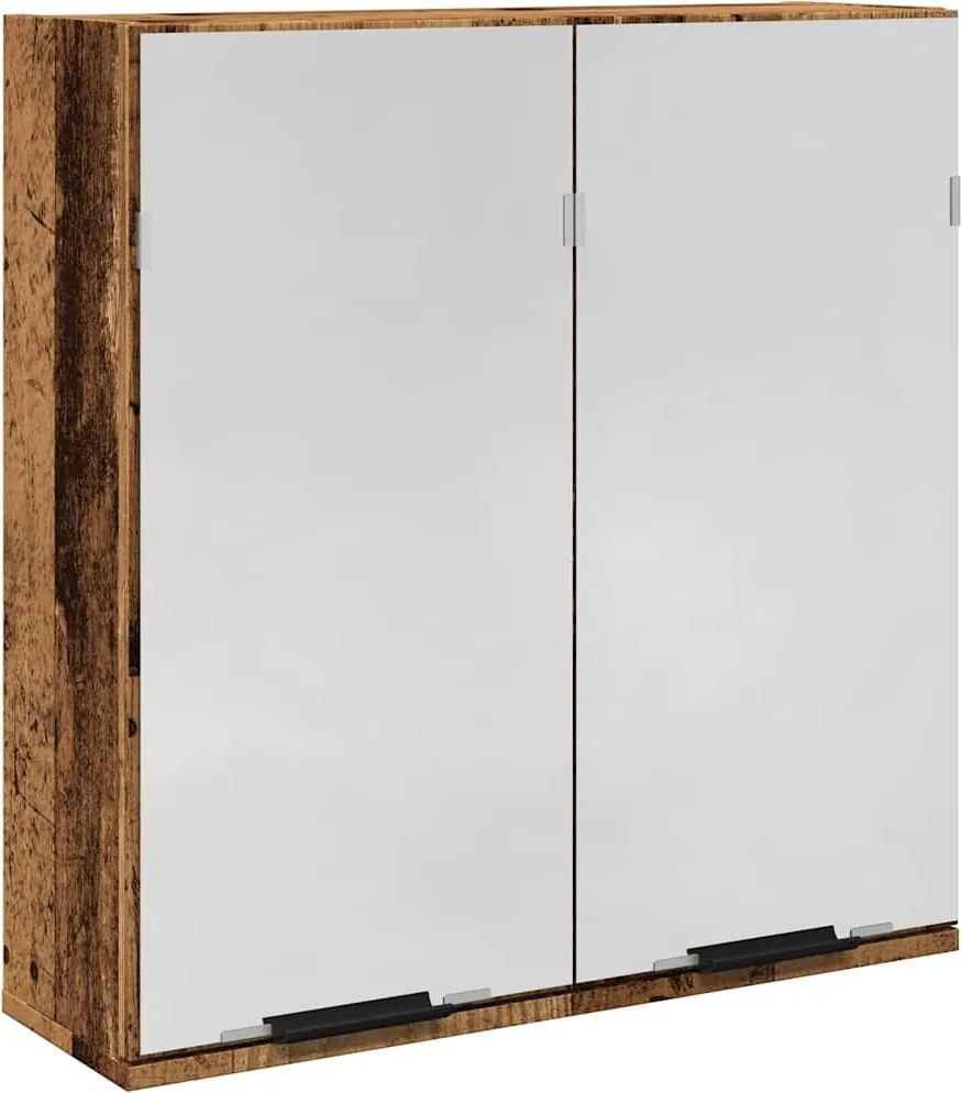 vidaXL Dulap cu oglindă de baie lemn vechi 64x20x66,5 cm lemn de lemn