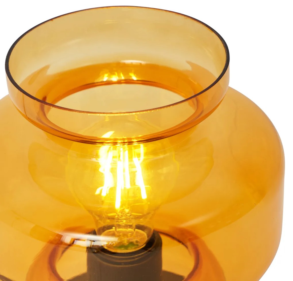 Lampă de masă retro neagră cu sticlă portocalie - Denise