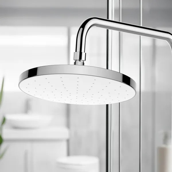 WENKO 24000100 – Cap de duș cu curățare automată, 22,5 x 22,5 cm, crom lucios/alb