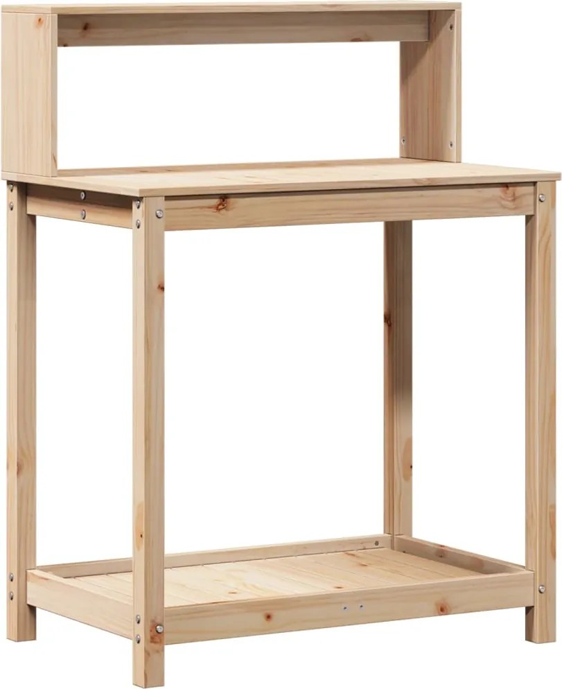 vidaXL Masă de plantare cu rafturi, 82,5x50x109,5 cm, lemn masiv pin