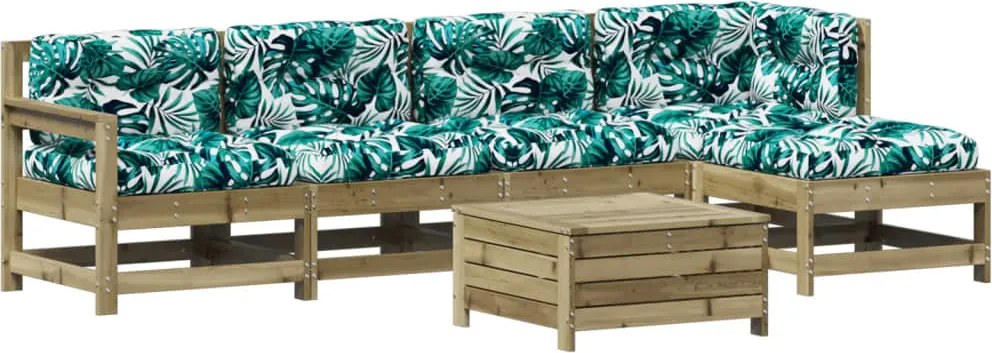 vidaXL Set mobilier de grădină cu perne, 6 piese, lemn de pin tratat