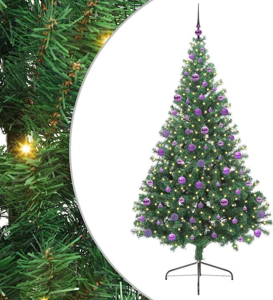 vidaXL Pom de Crăciun artificial pre-iluminat Verde 210 cm PVC