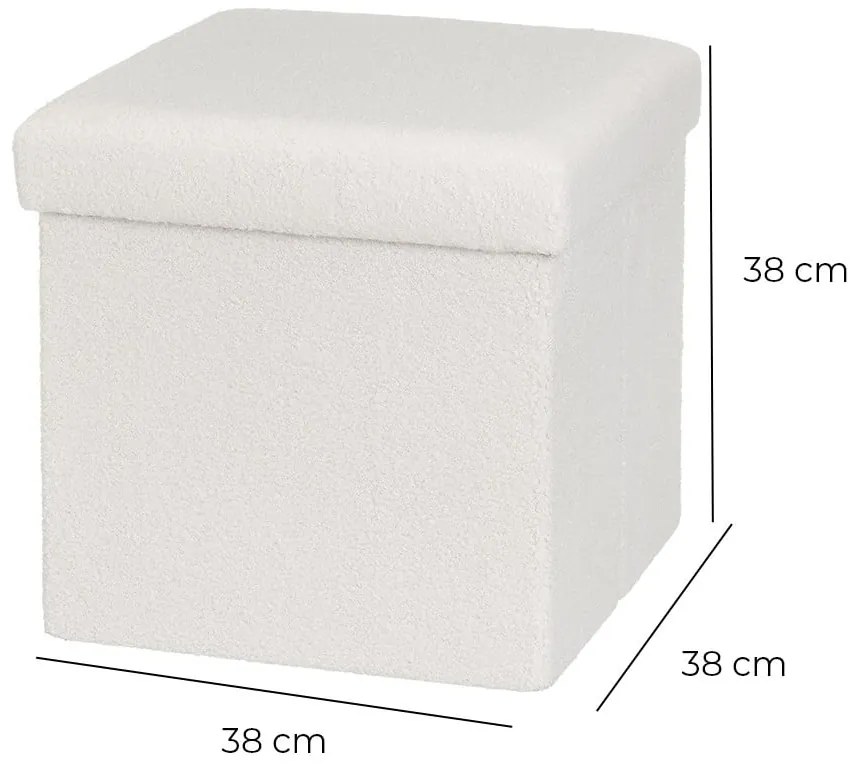 Taburet alb cu tapițerie din țesătură bouclé Ecru – Casa Selección