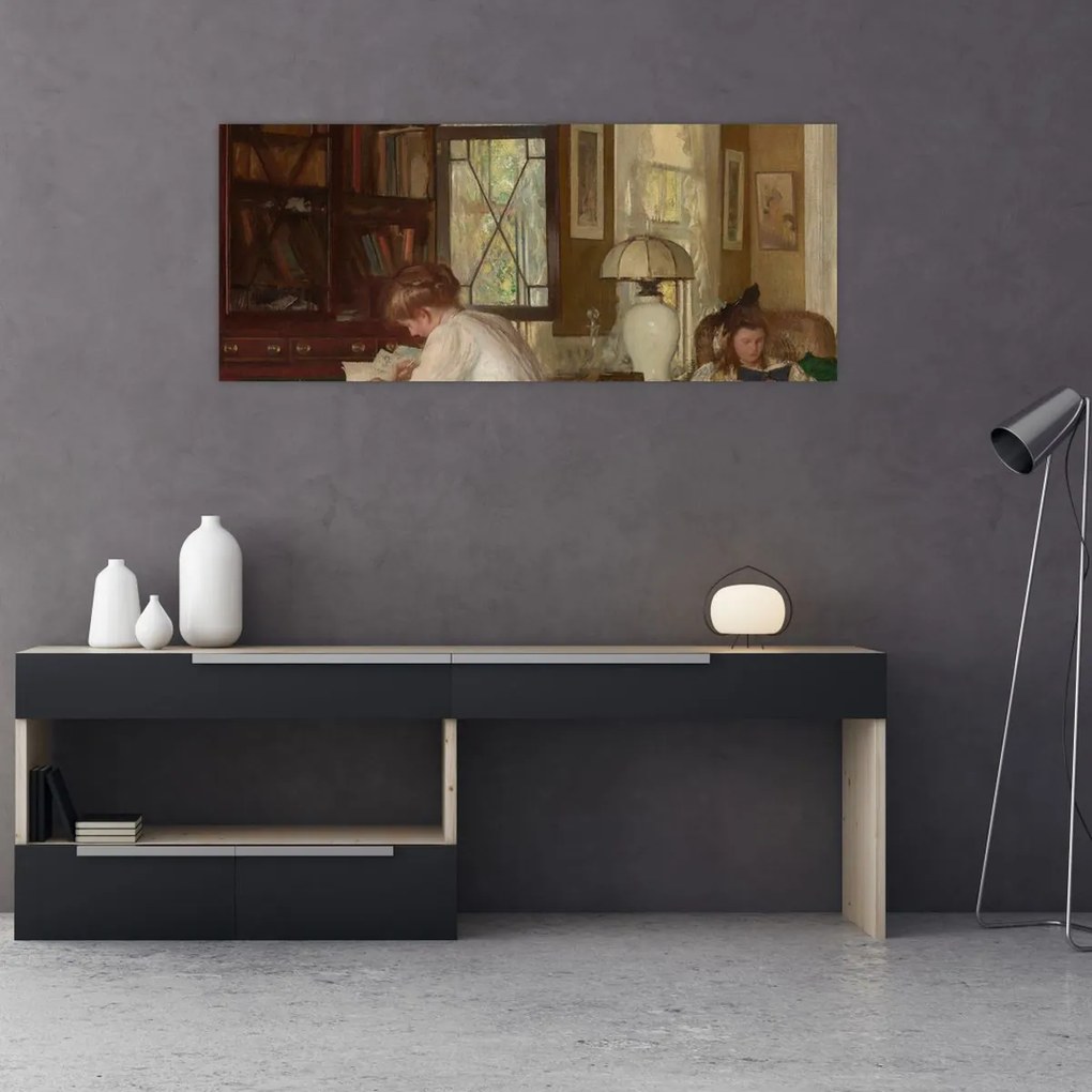 Tablou - Edmund Tarbell, Josephine and Mercie, reproducere (120x50 cm)