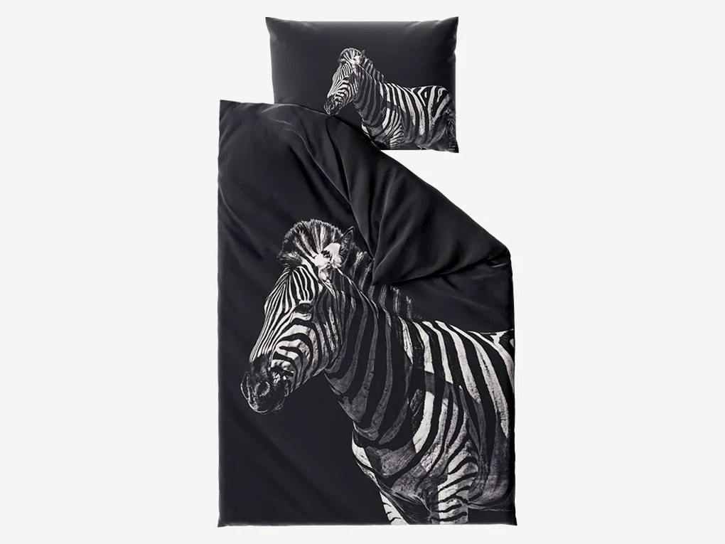 Lenjerie de pat din microfibra 3D ZEBRA neagra Dimensiune lenjerie de pat: 70 x 90 cm | 140 x 200 cm