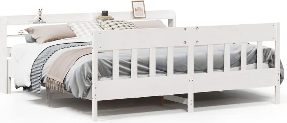 vidaXL Cadru de pat fără saltea, alb, 180x200 cm, lemn masiv pin