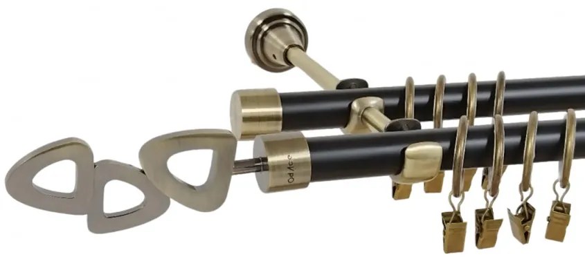 Galerie dubla duo LILLET 19/19 mm negru aur antic (Alege marime: 180 cm)