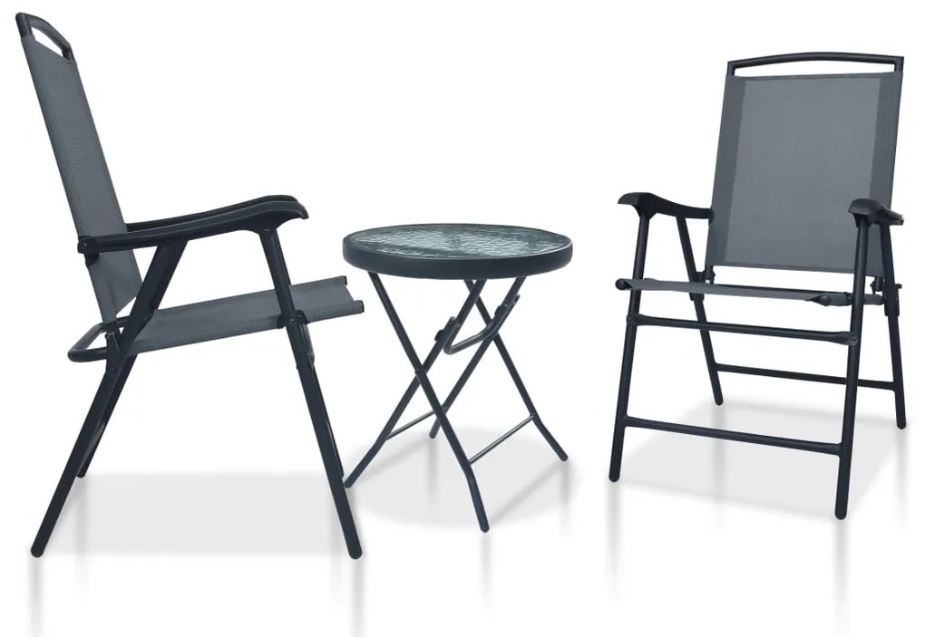 vidaXL Set mobilier tip bistro, 3 piese, gri, oțel