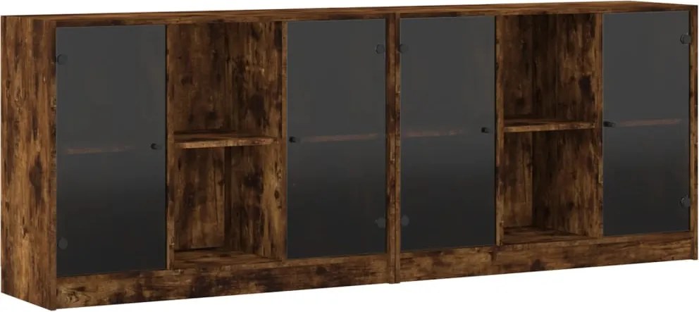 vidaXL Bibliotecă cu uși stejar fumuriu 204x37x75 cm lemn compozit