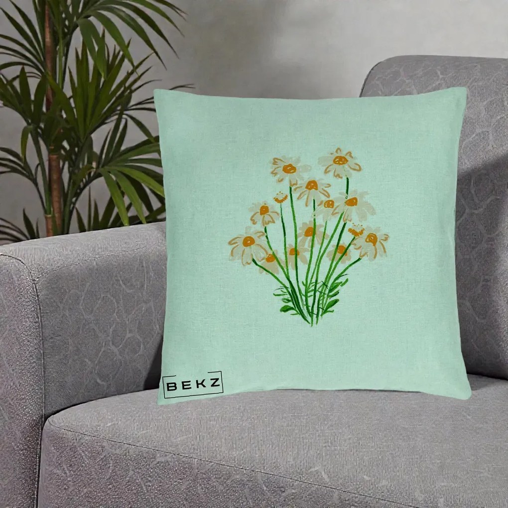 Perna Decorativa Margarete Camp, 40x40 cm, Verde Menta, Husa Detasabila, Perna Inclusa, BEKZ®