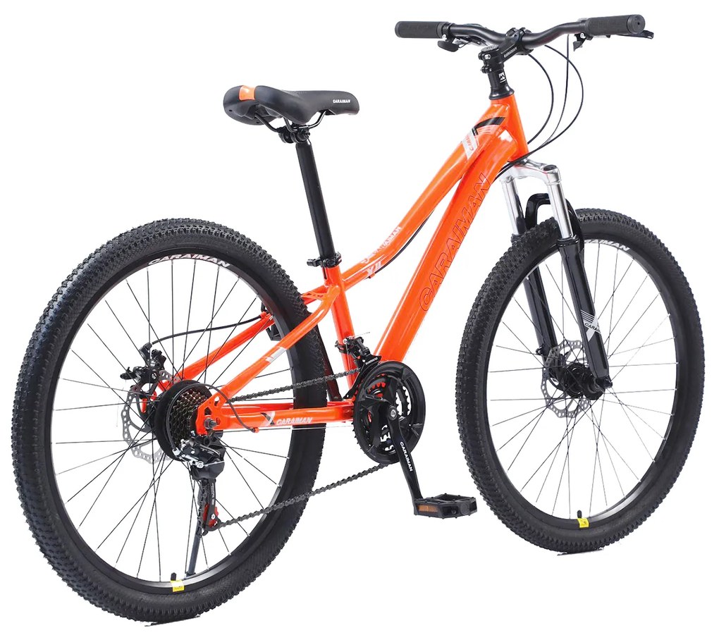 Bicicleta Caraiman, roti 24 sau 26 inch, cadru otel, frane pe disc, portocalie, BC74