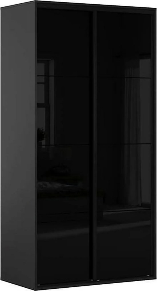 Dulap FLEX, negru lucios/gri grafit, PAL, cu 2 usi, 120x66x240 cm