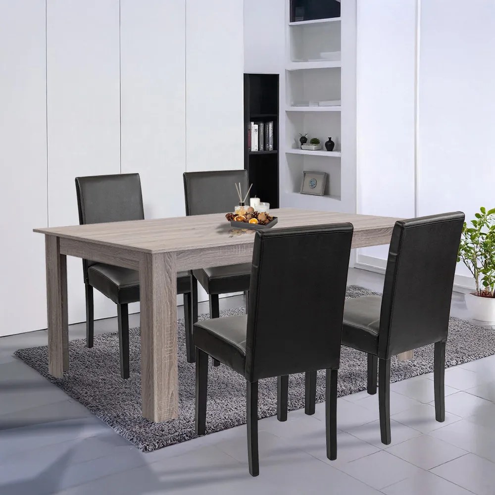 Set de masă Leon 4+1 stejar York-negru