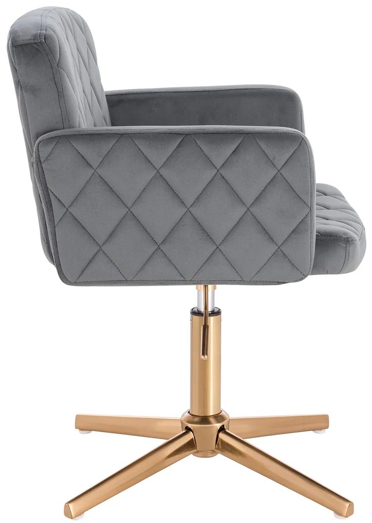 HR802CROSS Scaun Grafit din Catifea cu Bază Aurie