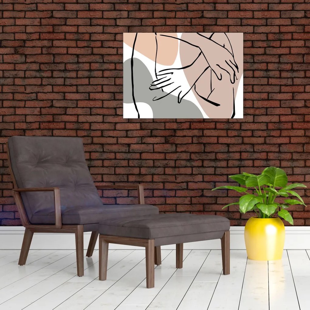 Tablou pe sticlă - Femeie corp linie de artă N⁰2 (70x50 cm)