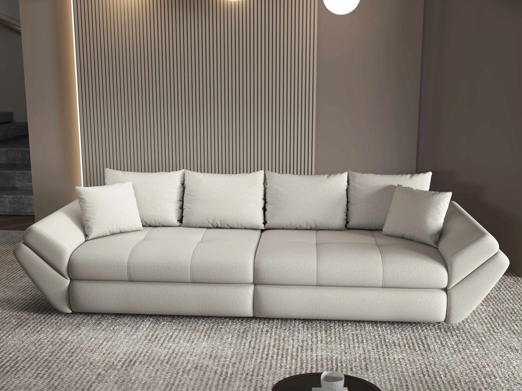 Canapea extensibilă dumonde cu ladă de depozitare si sezut confortabil din spuma high-density, Loana Enjoy Bej 300x100 cm