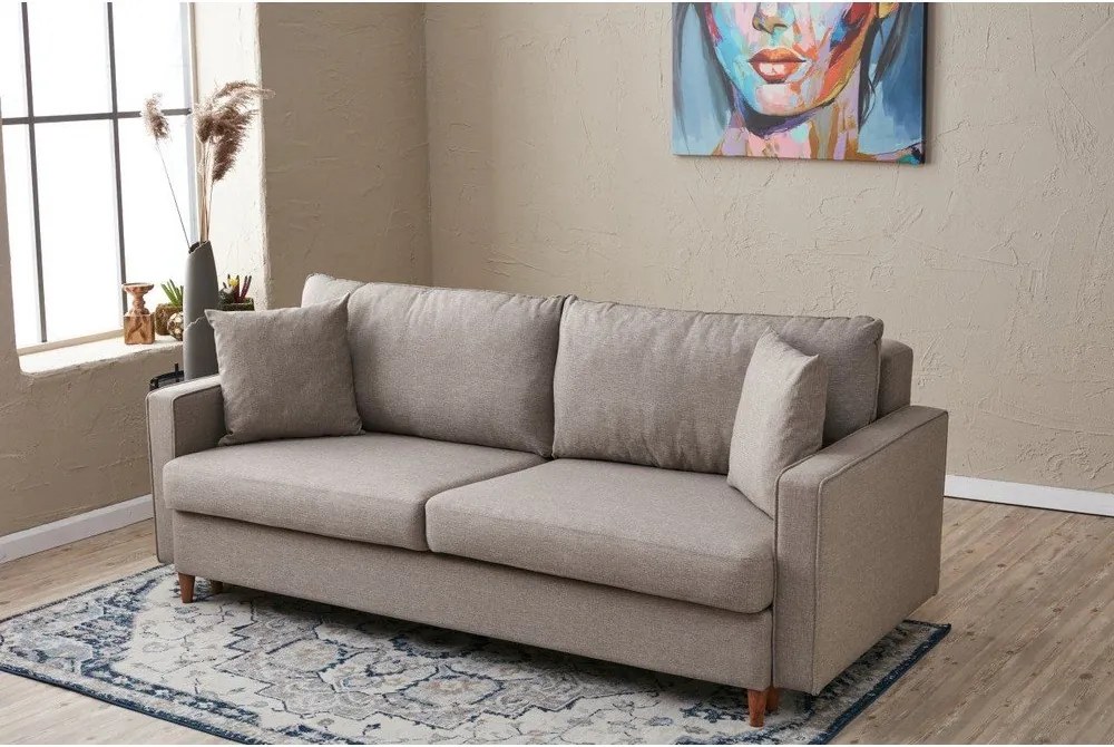 Canapea maro deschis extensibilă 210 cm Eva – Balcab Home