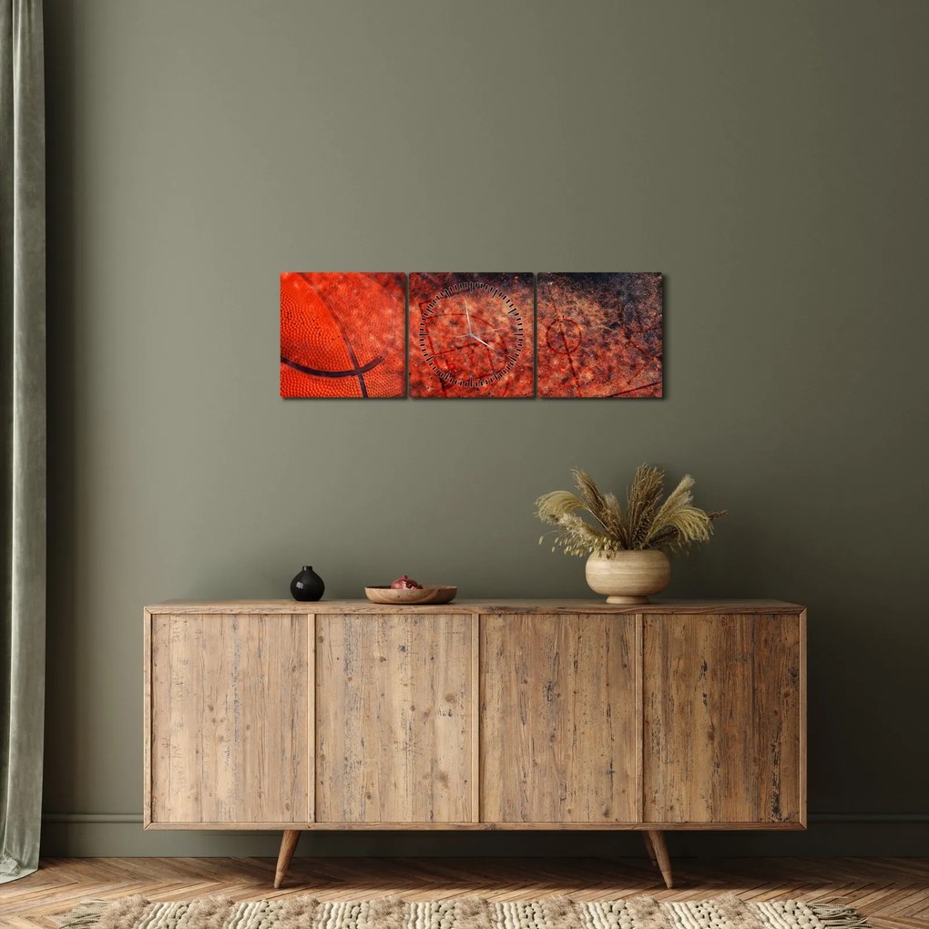 Tablou - Meci de baschet (cu ceas) (90x30 cm)