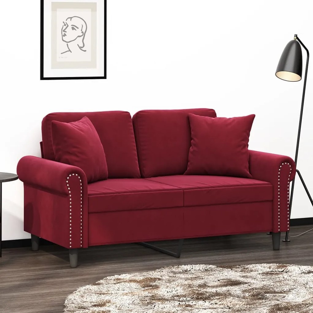 vidaXL Perne decorative, 2 buc., roșu vin, 40x40 cm, catifea