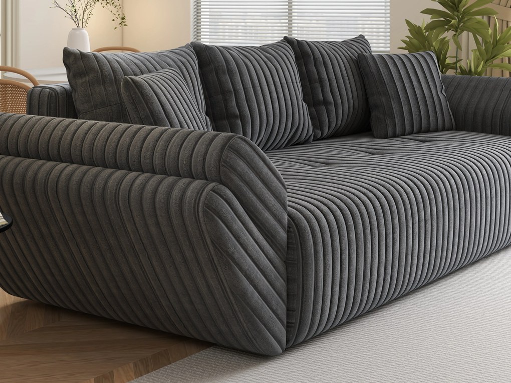 Canapea extensibilă dumonde cu ladă de depozitare si sezut confortabil din spuma high-density, Berlin Ambience Grey 250x100 cm