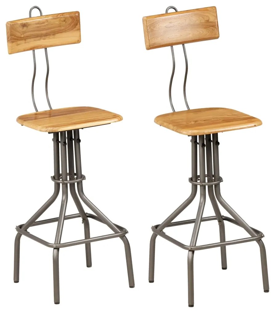 245807 vidaXL Scaune de bar, 2 buc., lemn masiv de tec reciclat