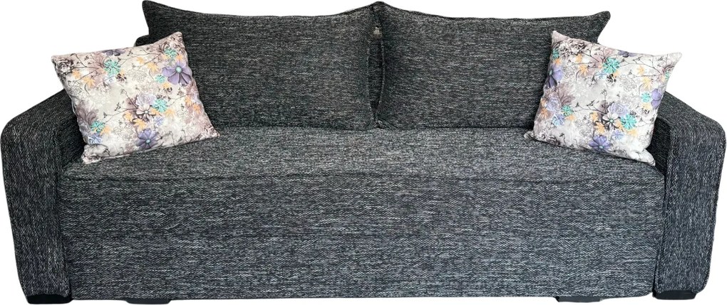 Canapea LARISA extensibila, 3 locuri, lada de depozitare, stofa gri inchis, 220x95x85 Stofa, Gri Inchis