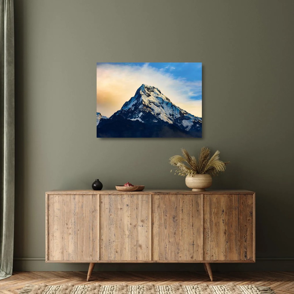 Tablou pe sticlă cu munții înzăpeziți, Nepal (70x50 cm)