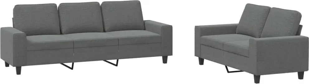 vidaXL Set de canapele, 2 piese, gri închis, material textil