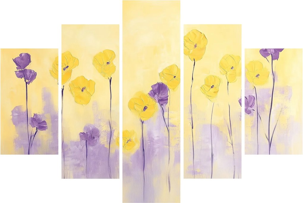 Tablou - Flori mov și galbene (150x105 cm)