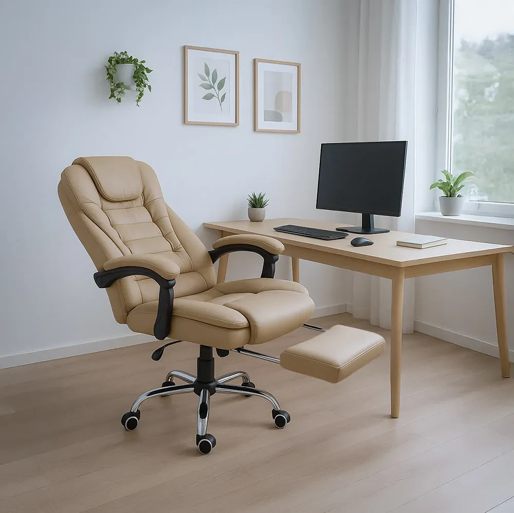 Scaun directorial cu suport de picioareOFF 418 crem