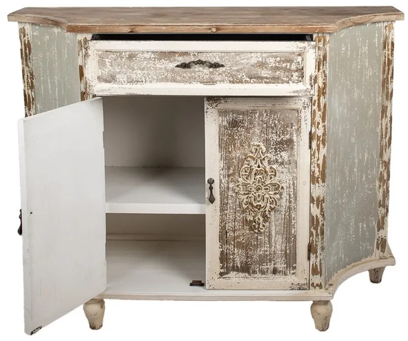 Comoda bej, din lemn masiv, aspect vintage, Maisonette