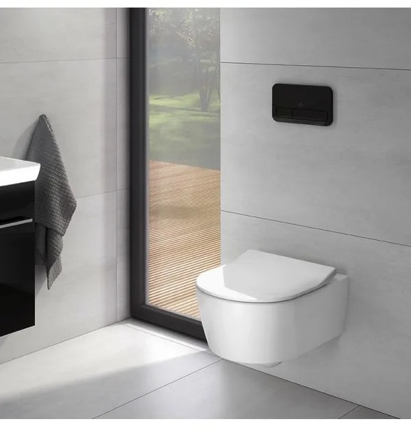 Set vas WC rimless suspendat, Villeroy&Boch Soul, cu capac inchidere lenta si rezervor Geberit Duofix Sigma UP320