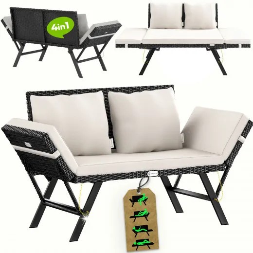 Deuba Banca ratan de gradina 176x56x81cm - neagra