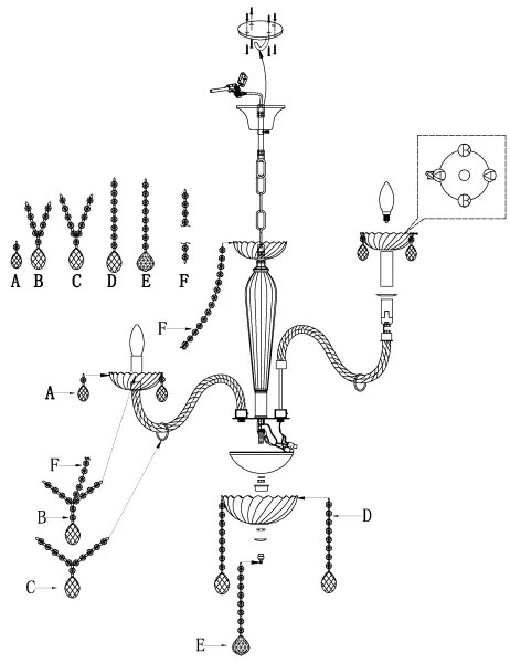 Eglo 39101 - Lustra BASILANO 1 8xE14/40W/230V
