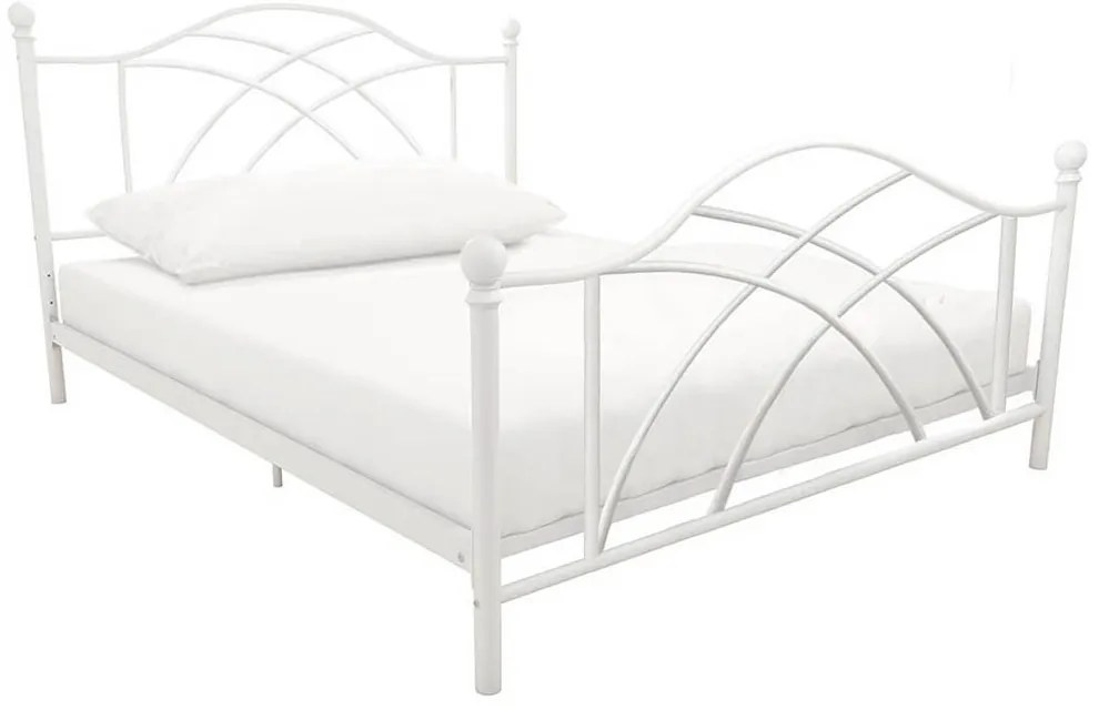 Cadru pat metalic Lotti cu grilaj cadou-90x200 cm-alb