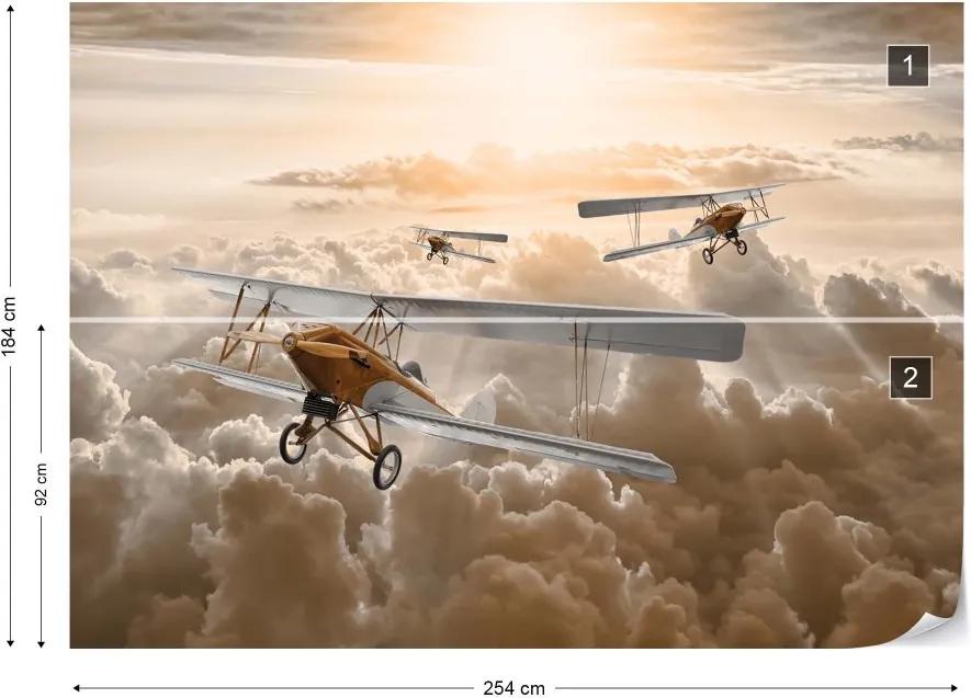 Fototapet GLIX - Planes Flying Above The Clouds + adeziv GRATUIT Tapet nețesute - 254x184 cm