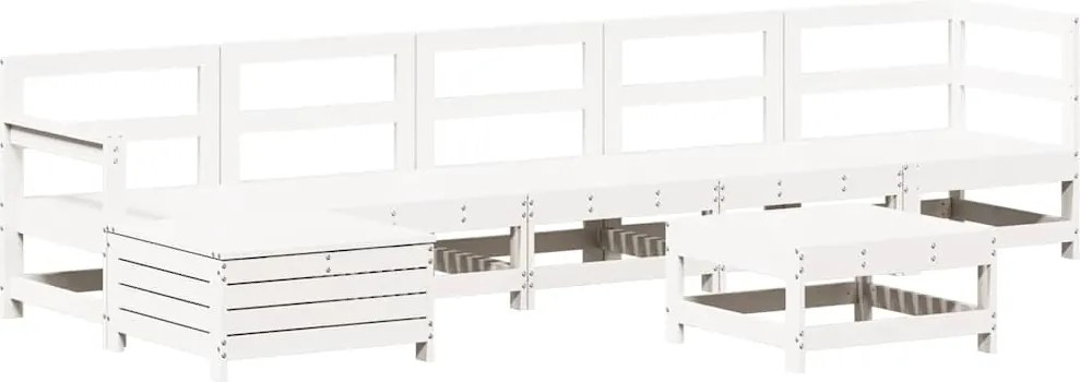 vidaXL Set de șezlonguri de grădină 7 piese din lemn masiv de pin alb