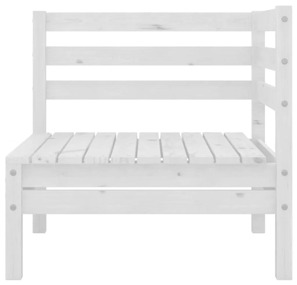 Set mobilier de gradina, 7 piese, alb, lemn masiv de pin Alb, 1