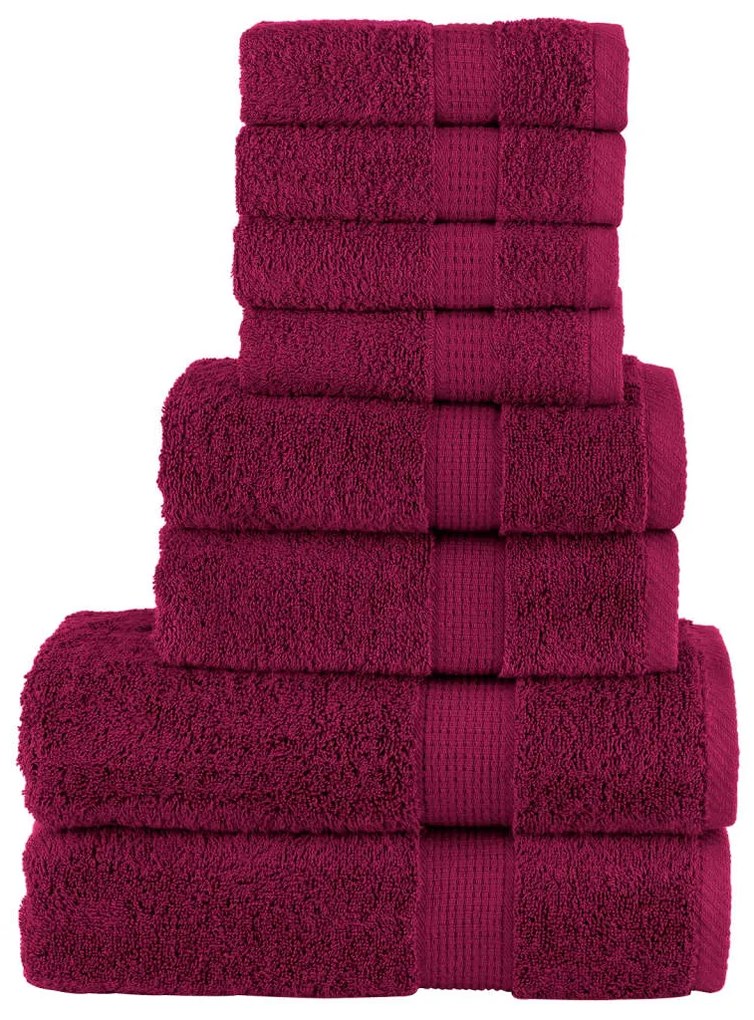 vidaXL Set de prosoape premium SOLUND, 8 piese, bordo, 600 g/m²