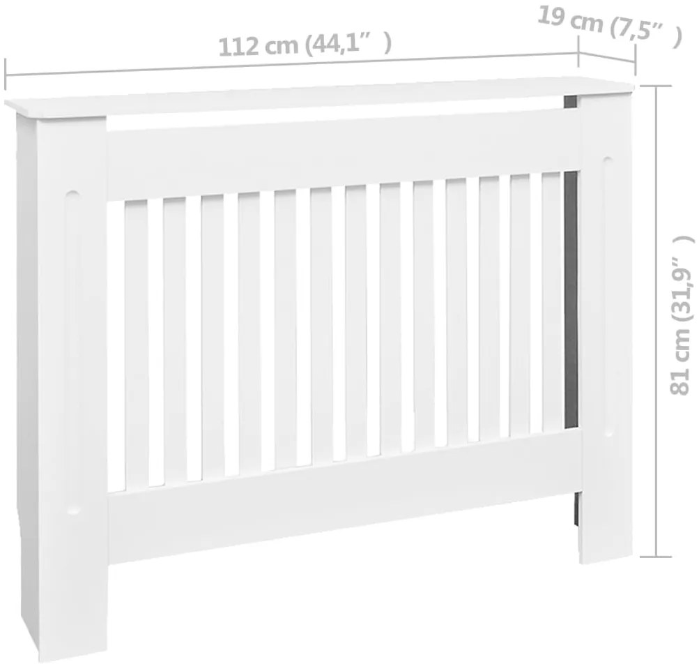 Masca de calorifer incalzire, dulap radiator, alb, 112 cm, MDF