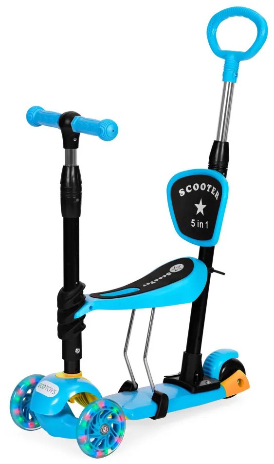 Scuter cu trei roți cu roți Led 3 în 1 albastru