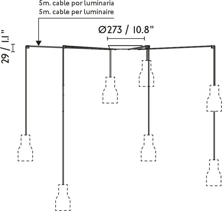 Lustra cu 7 pendule metal TATAWIN S alb
