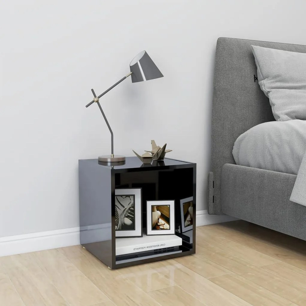805519 vidaXL Comodă TV, negru extralucios, 37x35x37 cm, PAL