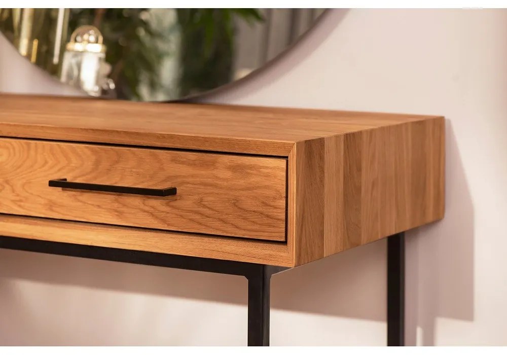 Masă de toaletă din lemn de stejar 97x45 cm Abies – The Beds