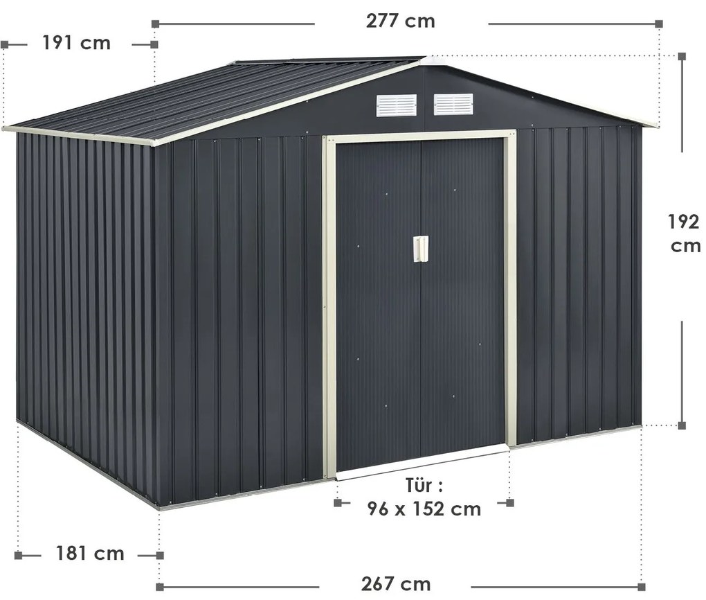 Jusky Casuta de gradina XL 277×191×192 cm - antracit
