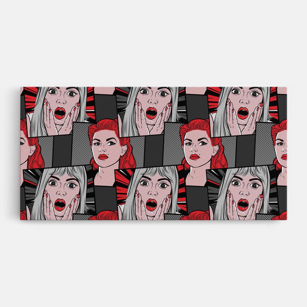 Tablou Canvas, 60x120cm, Dormitor si Living, Moderne, Pop, Grey Red Pop Art