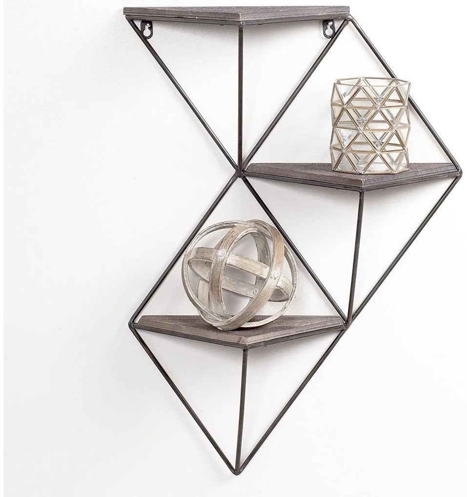 Raft decorativ de perete Duvelo 18 (Nuc + negru) . 1093665