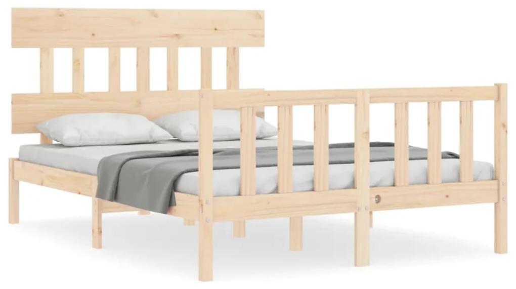 3193311 vidaXL Cadru de pat cu tăblie, dublu, lemn masiv