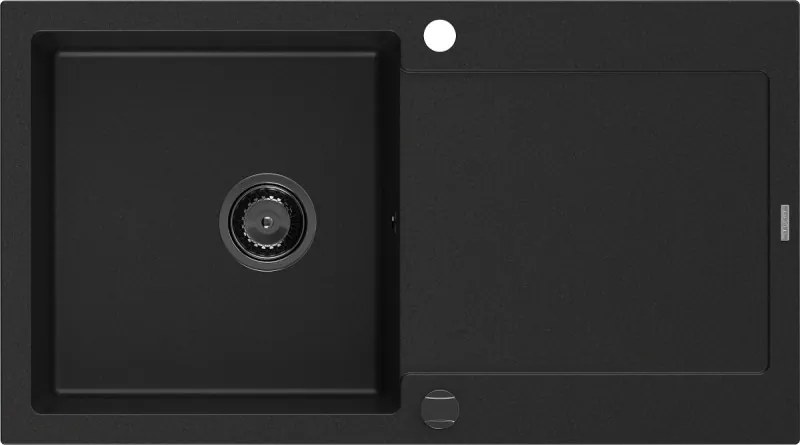 Mexen Leo chiuvetă de granit cu 1 cuvă cu scurgător 900 x 500 mm, negru, sifon negru - 6501901010-77-B